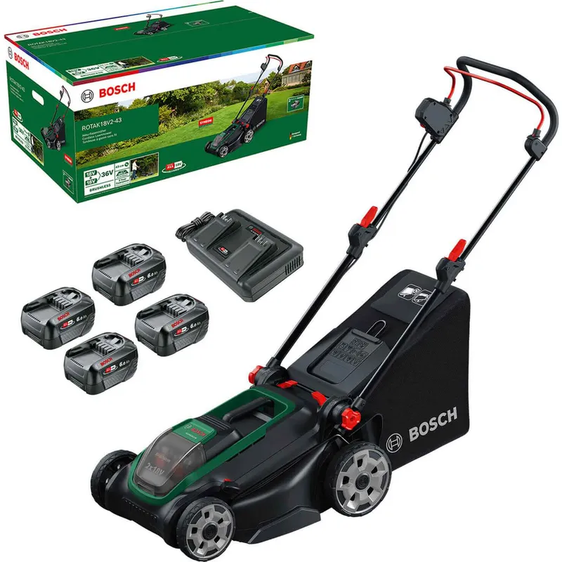 Bosch ROTAK 18V2-43 P4A 36v Cordless Brushless Rotary Lawnmower 430mm