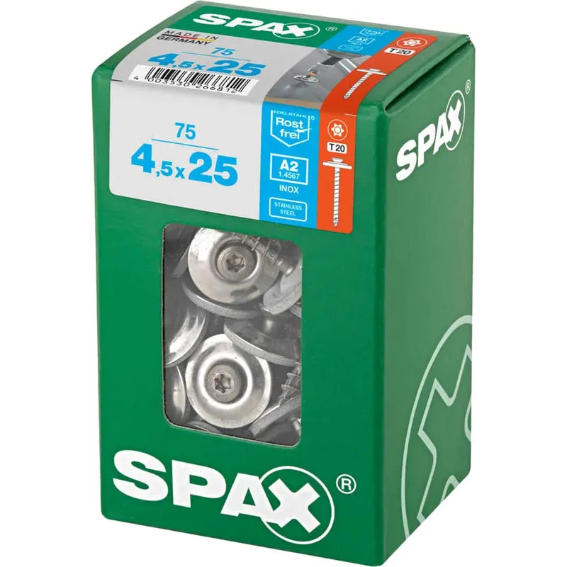 Spax Stainless Steel Raised Countersunk Roof Sheet Sealing Screws