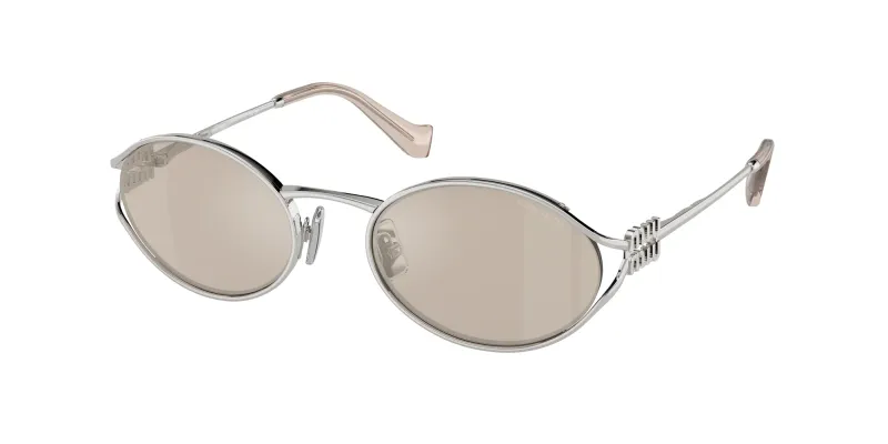 Miu Miu Woman Miu Miu MU 52YS 1BC10F Sunglasses Metal Silver Gold Round Normal Mirror