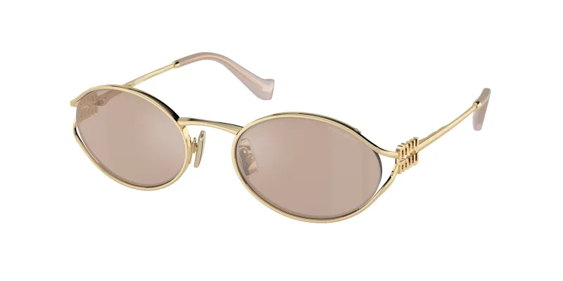 Miu Miu Woman Miu Miu MU 52YS ZVN20F Sunglasses Metal Gold Pink Round Normal Mirror