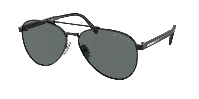 Prada Man Prada PR A58S 1AB5Z1 Sunglasses Steel Black Grey Pilot Polarized