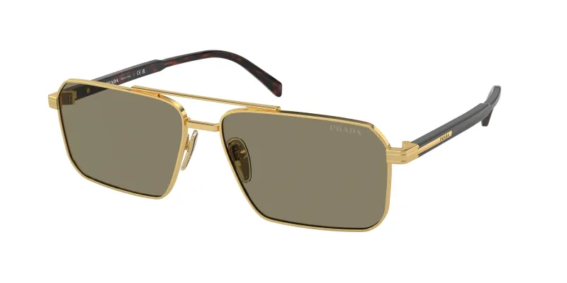 Prada Man Prada PR A57S 5AK90F Sunglasses Steel Gold Brown Squared Normal