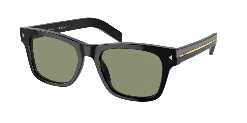 Prada Man Prada PR A17S 16K20G Sunglasses Acetate Black Green Squared Polarized