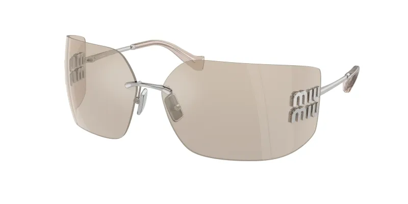 Miu Miu Woman Miu Miu MU 54YS 1BC10F Sunglasses Metal Silver Brown Geometric Normal Mirror
