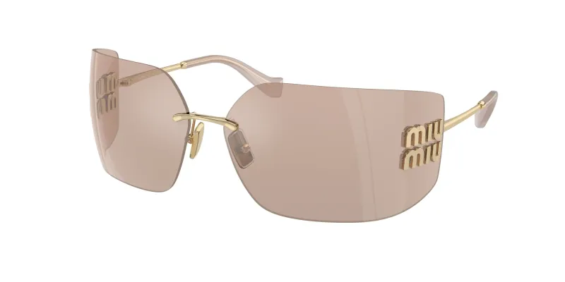Miu Miu Woman Miu Miu MU 54YS ZVN20F Sunglasses Metal Gold Pink Geometric Normal Mirror