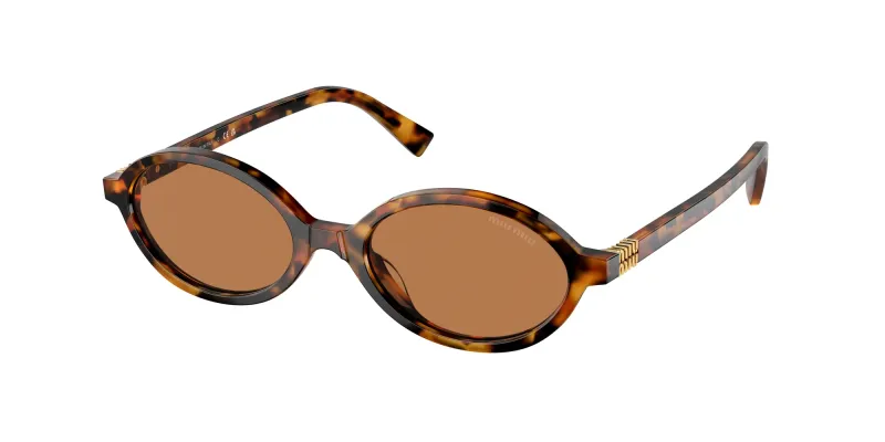 Miu Miu Woman Miu Miu MU 04ZS 19P2Z1 Sunglasses Acetate Turtle Brown Round Normal