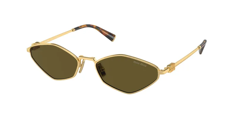Miu Miu Woman Miu Miu MU 56ZS 5AK09Z Sunglasses Metal Gold Brown Geometric Normal