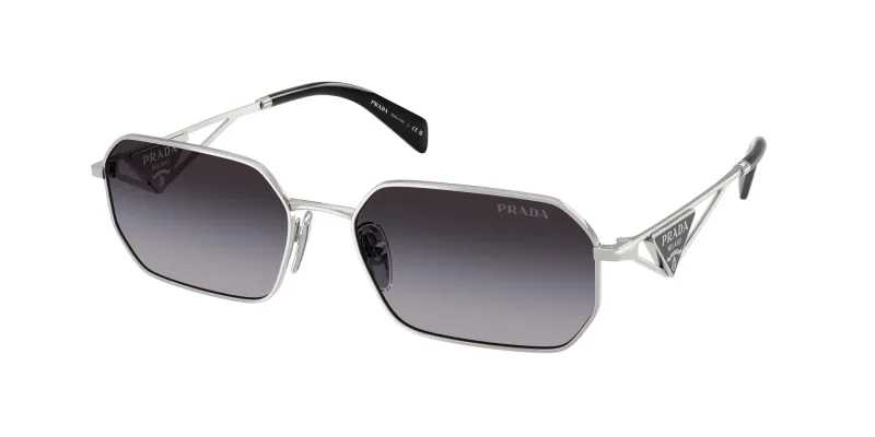 Prada Woman Prada PR A51S 1BC90A Sunglasses Steel Silver Grey Geometric Normal Shaded