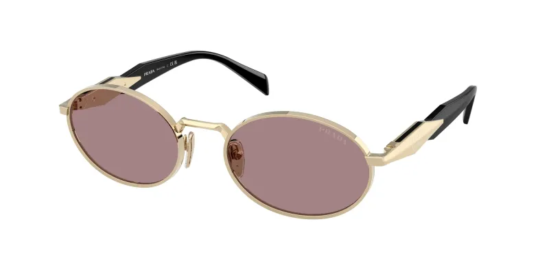 Prada Woman Prada PR 65ZS ZVN20I Sunglasses Metal Gold Brown Round Normal