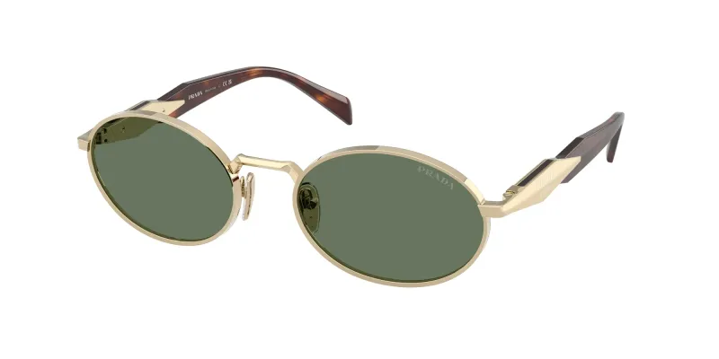 Prada Woman Prada PR 65ZS ZVN70L Sunglasses Metal Gold Green Round Normal