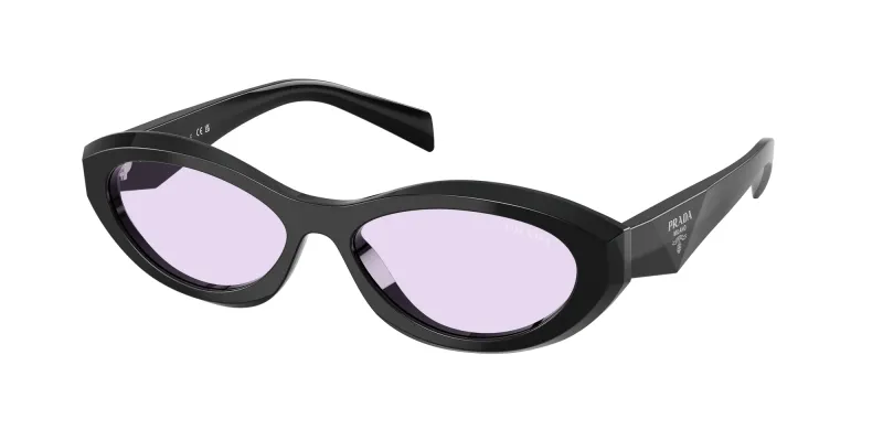 Prada Woman Prada PR 26ZS 16K40J Sunglasses Acetate Black Violet Geometric Normal