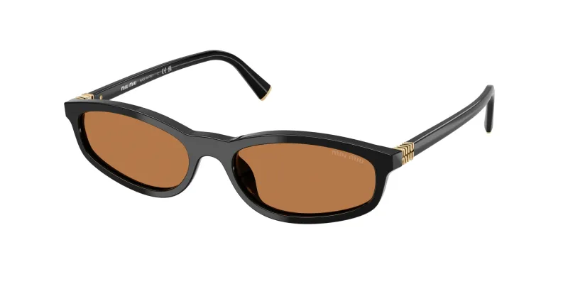 Miu Miu Woman Miu Miu MU A06S 16K10I Sunglasses Acetate Black Brown Geometric Normal