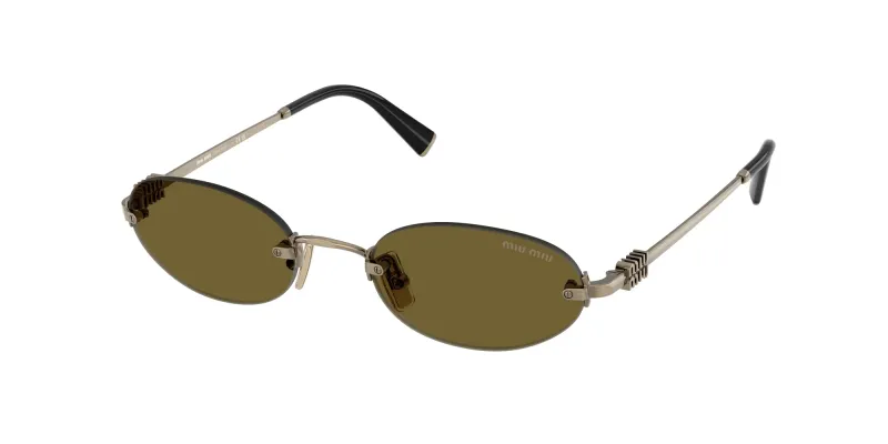 Miu Miu Woman Miu Miu MU A54S 26C09Z Sunglasses Metal Gold Brown Round Normal