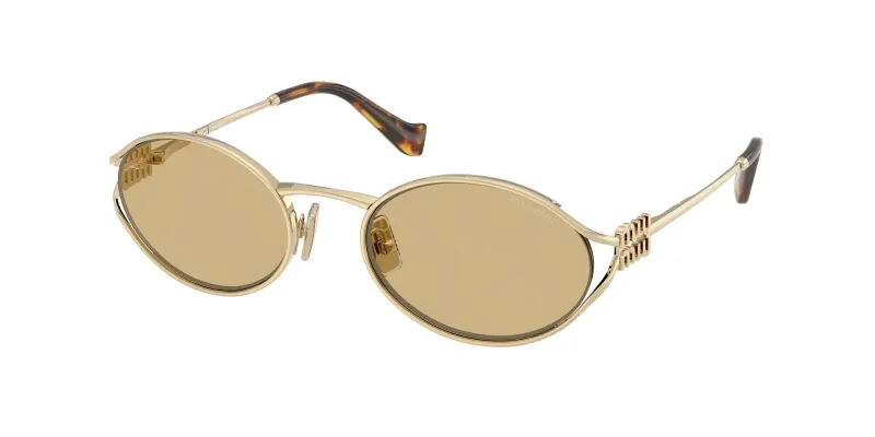 Miu Miu Woman Miu Miu MU 52YS ZVN10R Sunglasses Metal Gold Yellow Round Normal