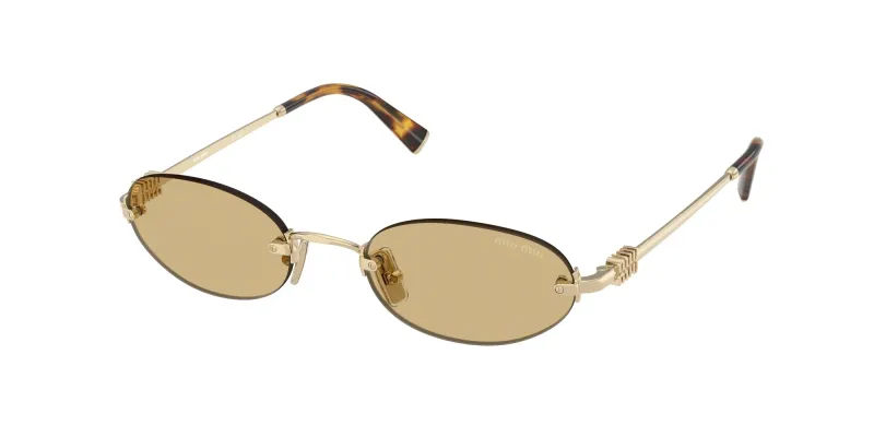 Miu Miu Woman Miu Miu MU A54S ZVN10R Sunglasses Metal Gold Yellow Round Normal
