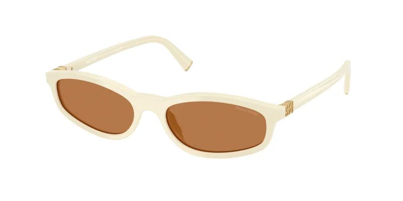 Miu Miu Woman Miu Miu MU A06S 21D90Q Sunglasses Acetate White Brown Geometric Normal