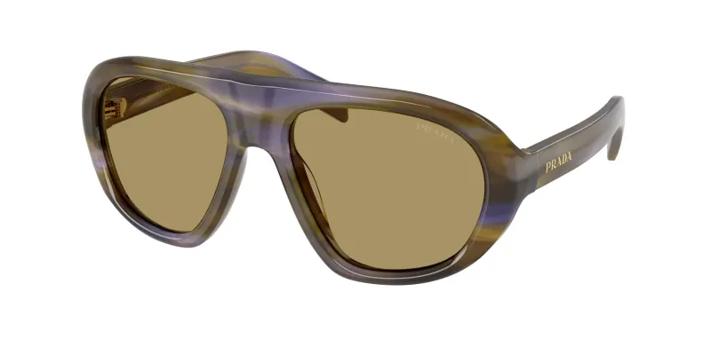 Prada Woman Prada PR C05S 23G70G Sunglasses Acetate Brown Green Geometric Normal