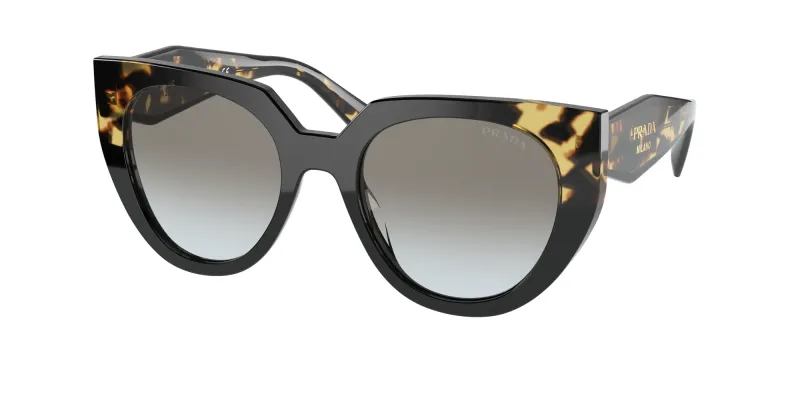 Prada Woman Prada PR 14WS 3890A7 Sunglasses Acetate Black Grey Cat Eye Normal Shaded