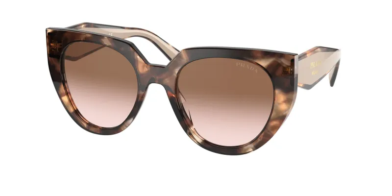 Prada Woman Prada PR 14WS 01R0A6 Sunglasses Acetate Turtle Brown Cat Eye Normal Shaded