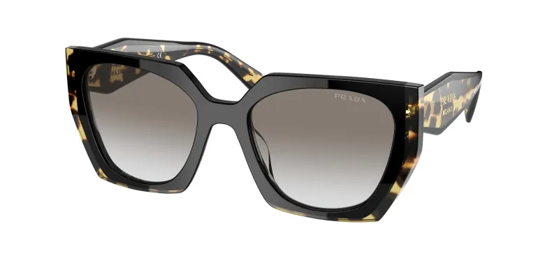 Prada Woman Prada PR 15WS 3890A7 Sunglasses Acetate Black Grey Squared Normal Shaded