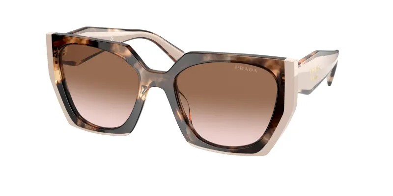 Prada Woman Prada PR 15WS 01R0A6 Sunglasses Acetate Turtle Brown Squared Normal Shaded