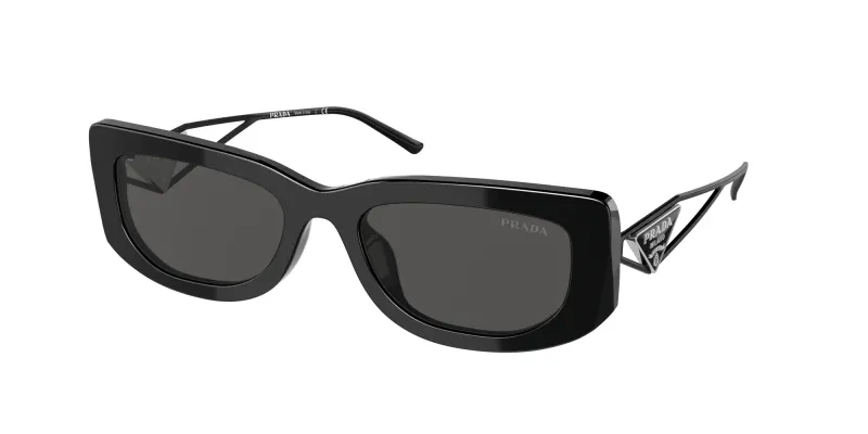 Prada Woman Prada PR 14YS 1AB5S0 Sunglasses Acetate Black Grey Squared Normal