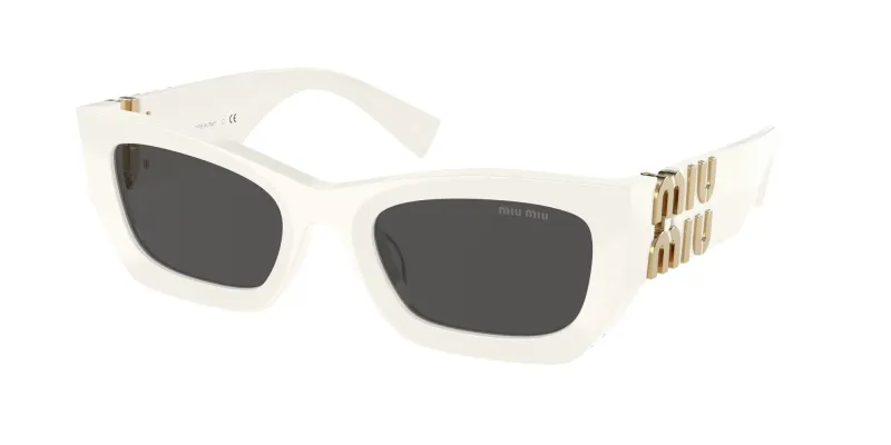 Miu Miu Woman Miu Miu MU 09WS 1425S0 Sunglasses Acetate White Grey Squared Normal