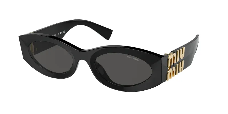 Miu Miu Woman Miu Miu MU 11WS 0MU 11WS 1AB5S0 Sunglasses Acetate Black Grey Round Normal