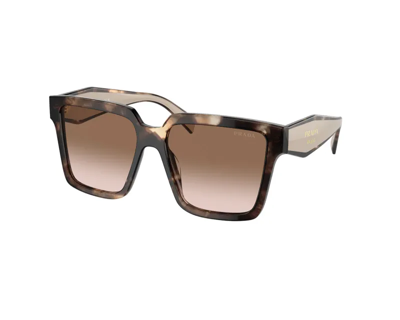 Prada Woman Prada PR 24ZS 07R0A6 Sunglasses Acetate Turtle Brown Squared Normal Shaded