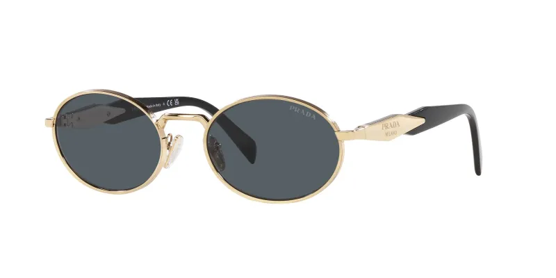 Prada Woman Prada PR 65ZS ZVN09T Sunglasses Metal Gold Grey Round Normal