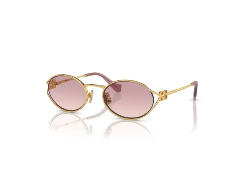 Miu Miu Woman Miu Miu MU 52YS 5AK06S Sunglasses Metal Gold Brown Round Normal Shaded