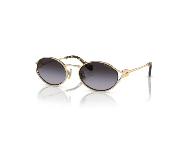 Miu Miu Woman Miu Miu MU 52YS ZVN5D1 Sunglasses Metal Gold Grey Round Normal Shaded
