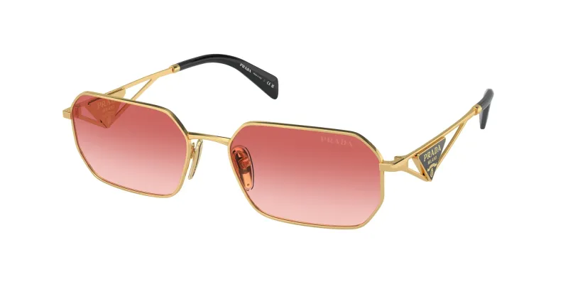 Prada Woman Prada PR A51S 5AK40C Sunglasses Steel Gold Pink Geometric Normal Shaded