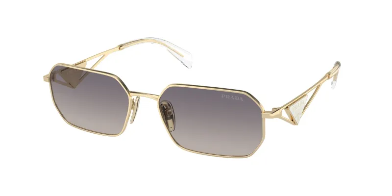 Prada Woman Prada PR A51S ZVN30C Sunglasses Metal Gold Blue Geometric Normal Shaded