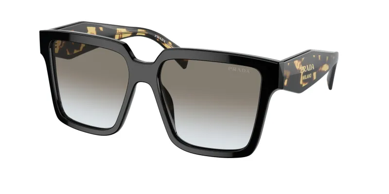 Prada Woman Prada PR 24ZS 1AB0A7 Sunglasses Acetate Black Grey Squared Normal Shaded