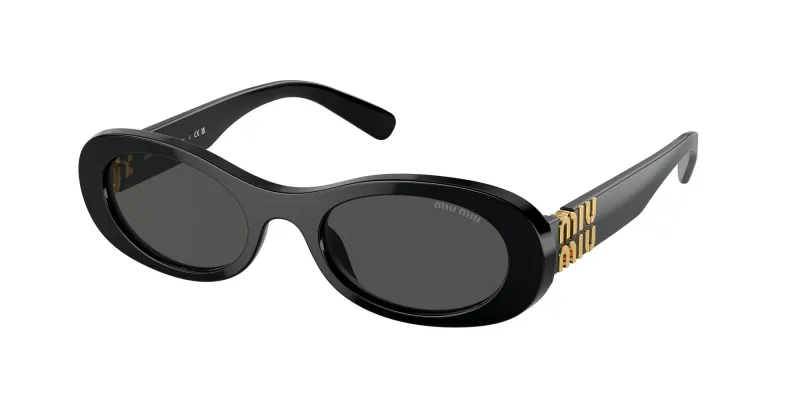 Miu Miu Woman Miu Miu MU 06ZS 1AB5S0 Sunglasses Acetate Black Grey Round Normal
