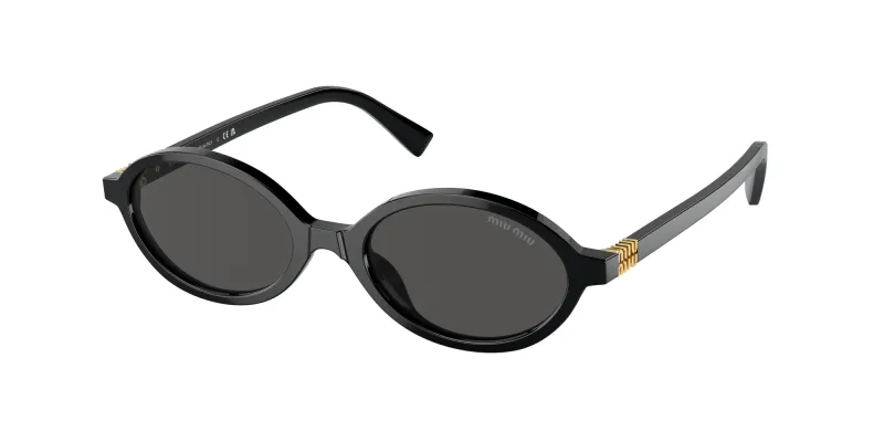 Miu Miu Woman Miu Miu MU 04ZS 1AB5S0 Sunglasses Acetate Black Grey Round Normal