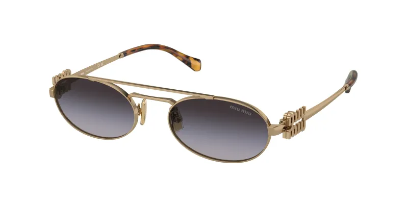 Miu Miu Woman Miu Miu MU 54ZS 7OE5D1 Sunglasses Metal Gold Grey Round Normal Shaded