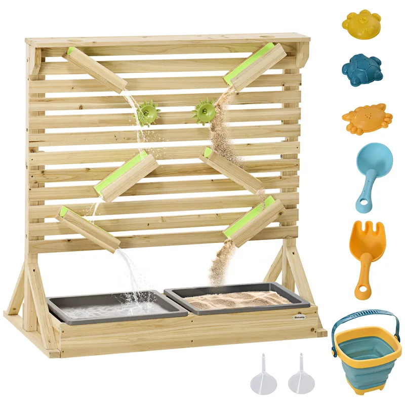 Outsunny Outdoor Kids Running Water and Sand Playset, with 18 Accessories Aosom UK