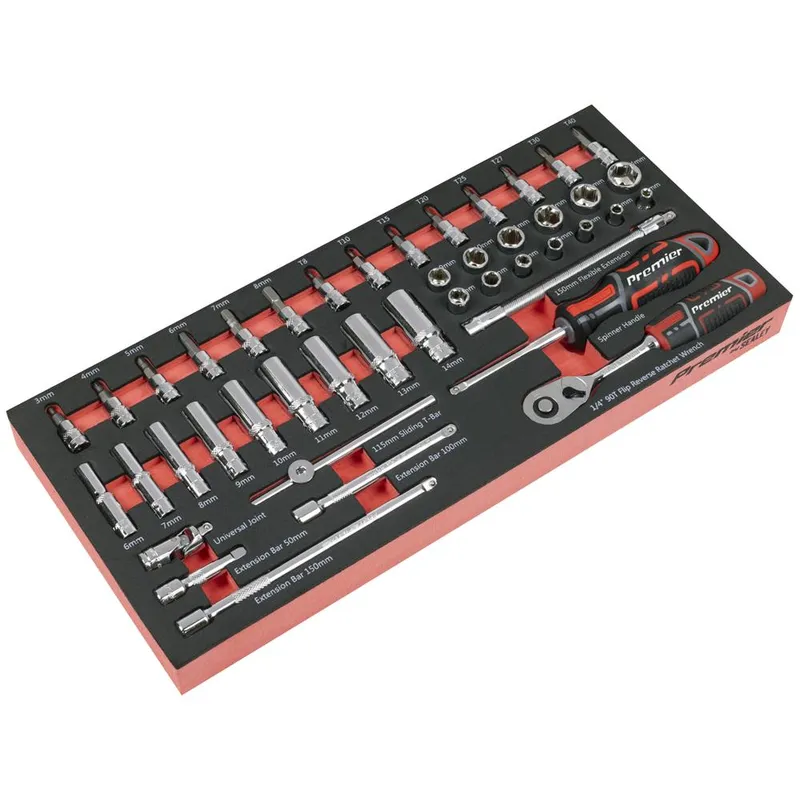 Sealey Premier 44 Piece 1/4" Drive Socket Set in Module Tray