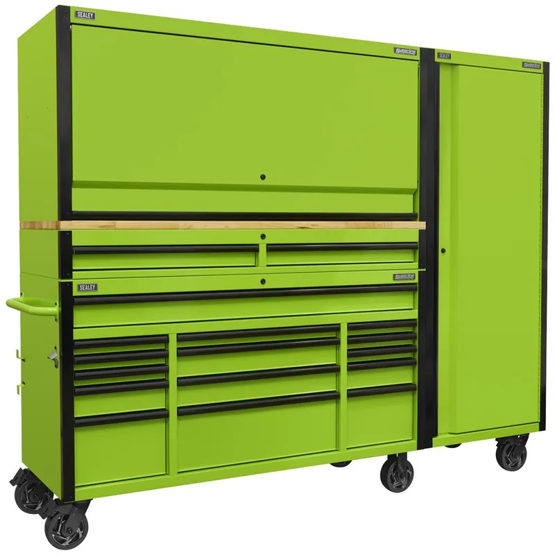 Sealey 15 Drawer Wooden Worktop Trolley, Hutch and Locker Combo