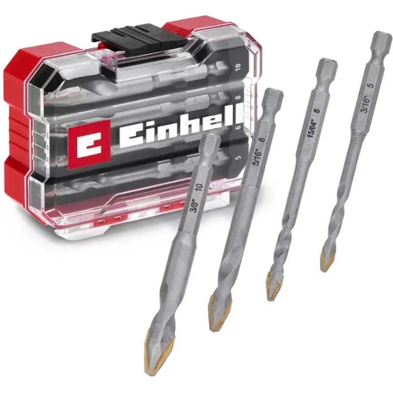 Einhell 4 Piece Ceramic Tile Drill Bit Set in XS Case