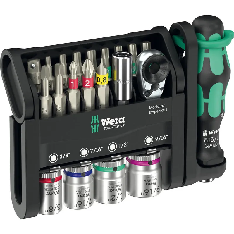 Wera Tool Check 21 Piece Modular Screwdriver and 1/4" Drive Socket Set Imperial
