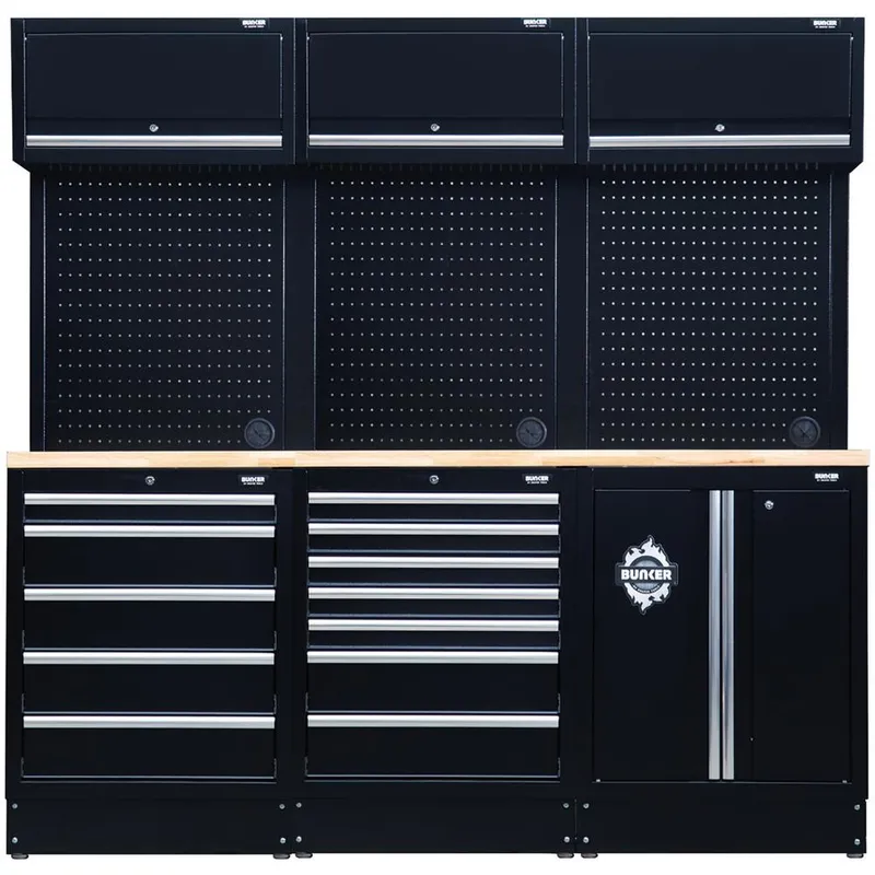 Bunker 14 Piece Modular Storage Combo with Hardwood Worktop