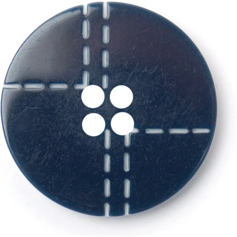 Milward Carded Buttons Round Stitch Pattern 4 Hole Navy 15mm Pack of 4