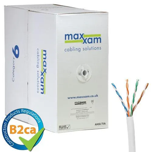 Cablenet Cat6 White U/UTP LSOH 24AWG Solid CPR B2ca Cable 305m Reel in Box
