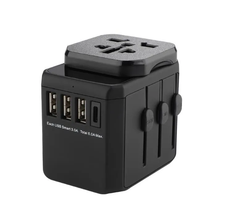Microconnect MC-TRAVELADAPTER3 electrical power plug Black