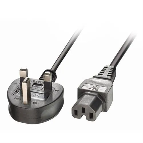 Lindy 2m Mains UK 3 Pin Plug to Hot Conditioned IEC C15 Power Cable Kettle Lead