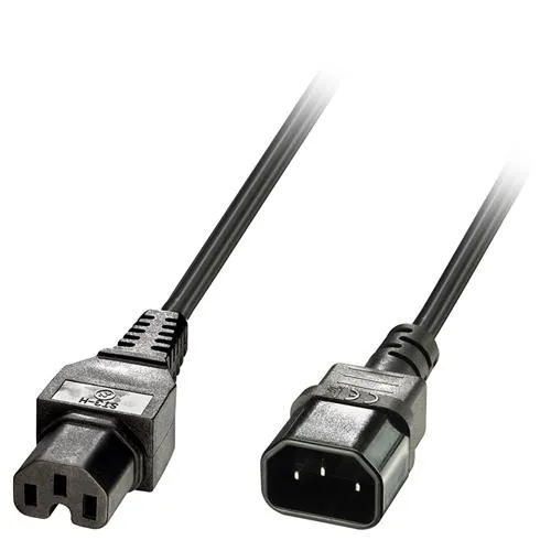 Lindy 2m IEC C14 to IEC C15 'Hot Condition' Power Cable Black