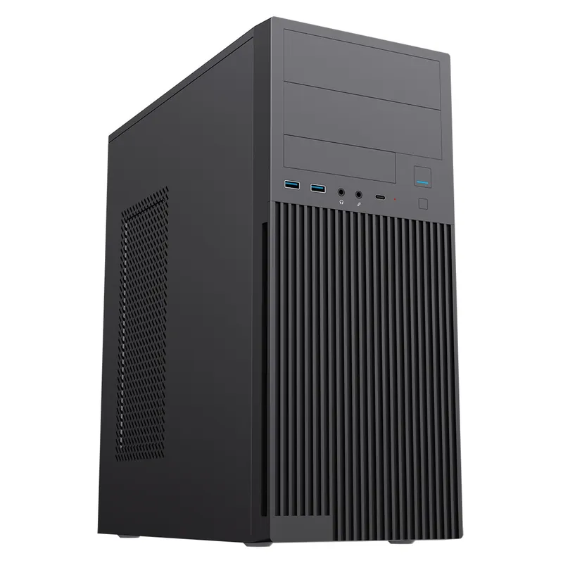 CIT Academy Mid-Tower Office PC Case With USB Type C and 80mm Rear Bla